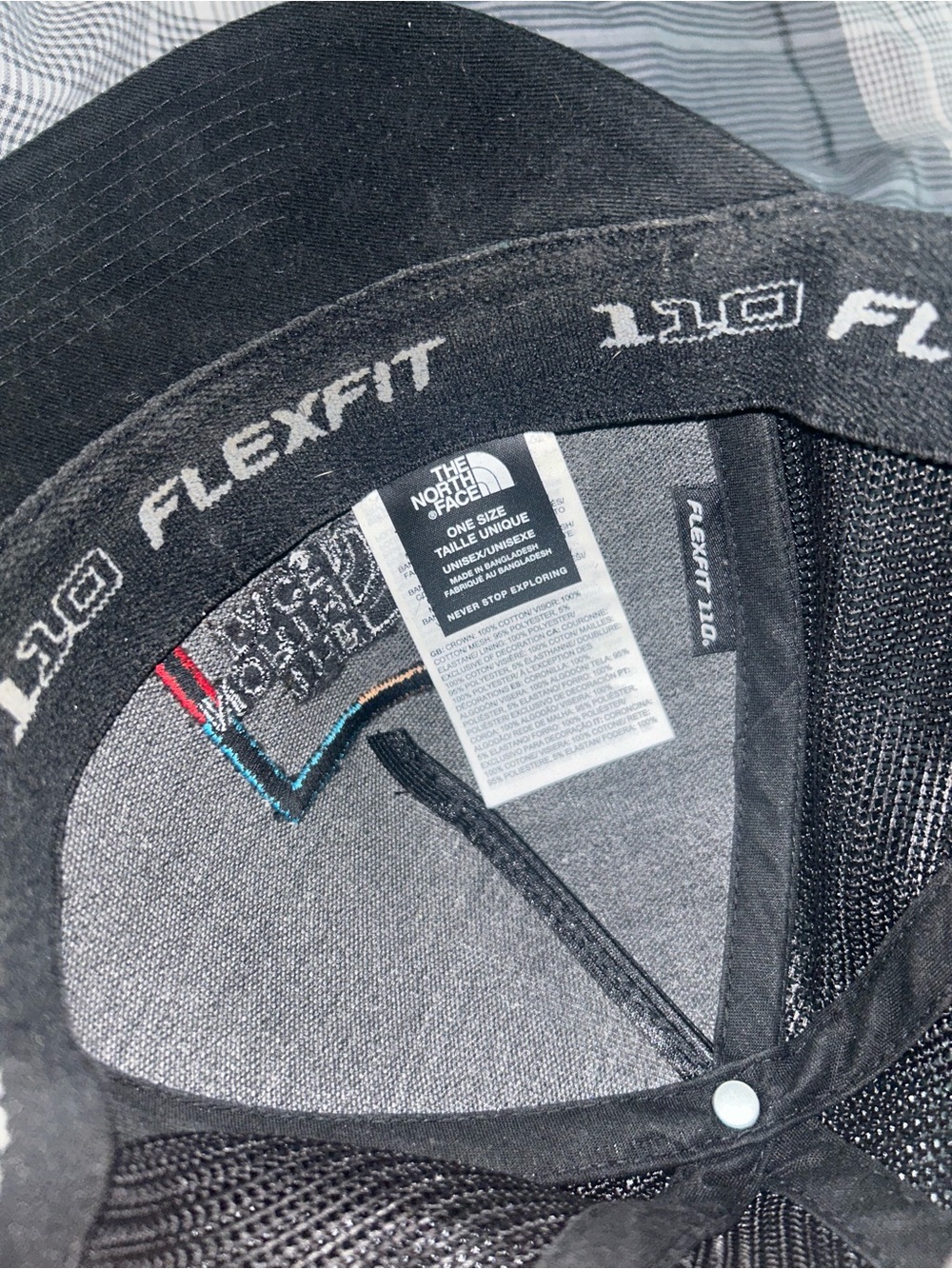 The North Face Black Trucker Snapback Hat Multicolor Logo Mesh Back Cap - Picture 4 of 4